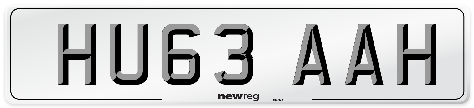 HU63 AAH Number Plate from New Reg